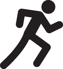 Individual depicted in mid-run stride with arms and legs extended to show motion.