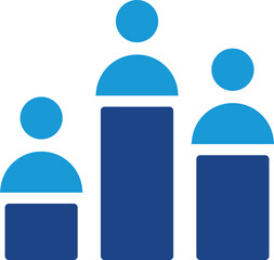 Headcounts of varying sizes, often implying hierarchy, growth, or population growth statistics, or comparison of numbers through the height of figures.