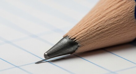 Macro shot of a pencil drawing a line on graph paper, showcasing detail and texture.