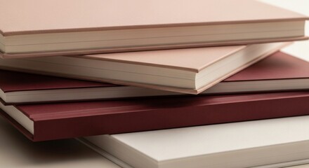 Stack of Elegant Hardcover Books in Earthy Tones, Close-Up View