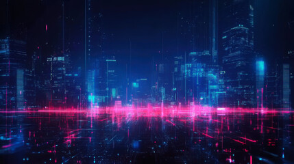 Obraz premium architecture, cityscape with space and neon light effect. Modern hi-tech