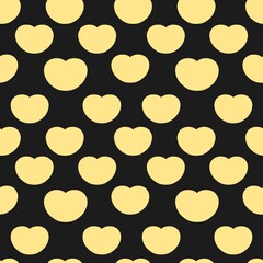 Seamless pattern with yellow heart on black background 