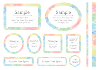 Set of 11 colorful pastel frames and lines with watercolor texture