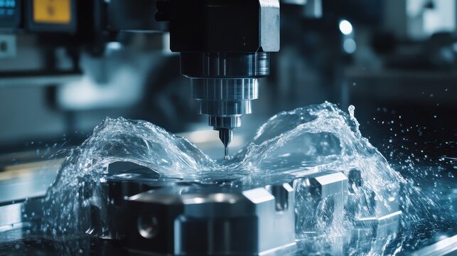 High-Precision CNC Milling Machine Cutting Metal with Water Cooling