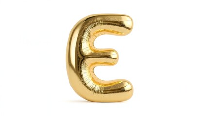 Shiny Inflatable Letter E on White Background

