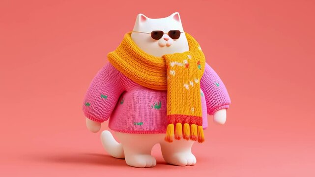 Cool cat with sunglasses rapping in a seamless talking loop | funky animated loop for music-themed content and character motion clips