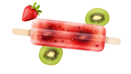 Strawberry Kiwi Popsicle: Refreshing Summer Treat transparent background png