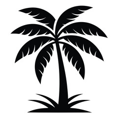 Simple black and white silhouette of a tropical palm tree icon