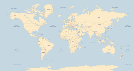 World Map vector. Detailed illustration of worldmap