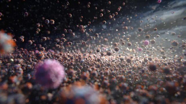Abstract Microscopic Particles in Motion, Conceptual Visualization and Science Background