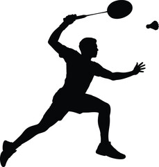 Badminton Player Silhouette Vector Design in Action