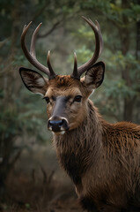 Sambar Deer Close-Up