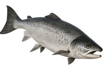 Naklejka premium Realistic 3d rendering of an atlantic salmon swimming underwater, isolated on a transparent background