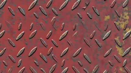 Rusty Red Diamond Plate Metal Texture Background