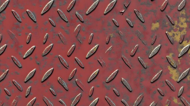 Rusty Red Diamond Plate Metal Texture Background
