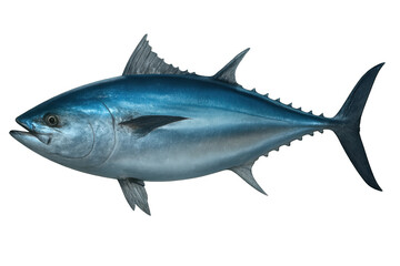Fototapeta premium Photorealistic 3d bluefin tuna gliding underwater, transparent background rendering