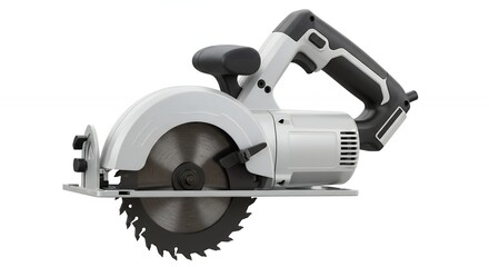 Electric circular saw with white color isolated background