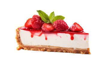 Delicious Strawberry Cheesecake Slice: Perfect Dessert Photography transparent background png