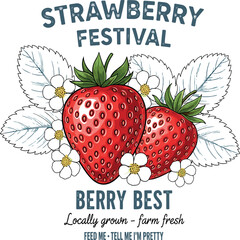 Strawberry fruit illustration for summer vibes, t-shirts, sweatshirt fruits print design, women's food fashion vibes trendy strawberry illustration artwork