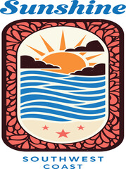 sunshine girls graphics artwork. summer tropical design. sunset beach graphics. vintage clothing print