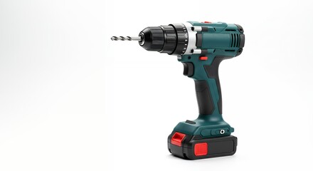 Cordless electric drill on white background