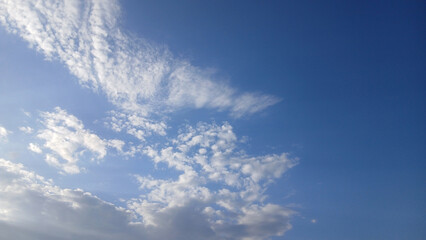 Beautiful clear blue sky and white clouds. Nature, landscape