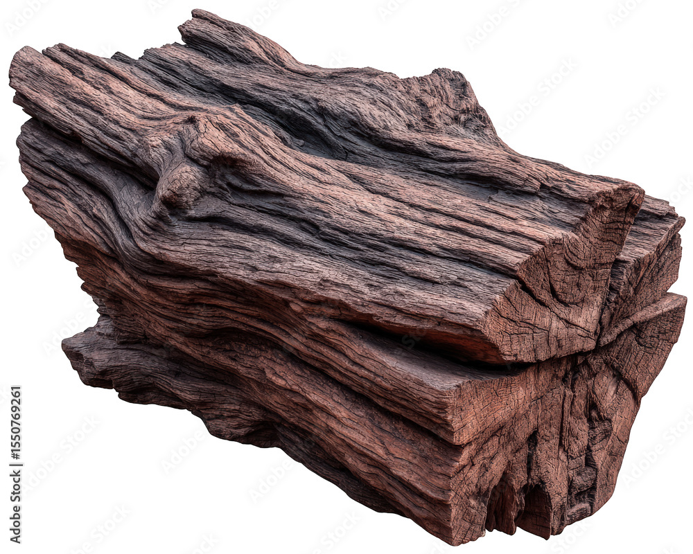 Aufkleber old wood log rough texture brown color isolated on transparency background natural material rustic d