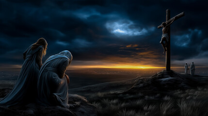 Women Watch Man Nailed to Cross