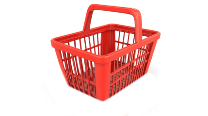 Red Shopping Basket Isolated on transparent background Retail Design Element