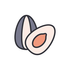 Stylized Illustration Of Two Almonds On A Simple Transparent Background