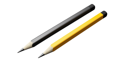 Gray and Yellow Pencils  Isolated on transparent background	Minimalist Design