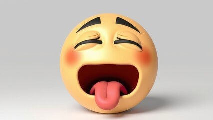 Exhausted emoji with tongue hanging out on a gray background