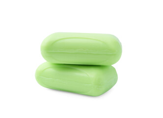 Two soap bars isolated on white. Personal hygiene