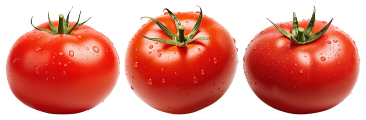 PNG Fresh ripe tomatoes with droplets, element set on transparent background