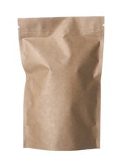 One zipper stand-up pouch isolated on white. Mockup for design