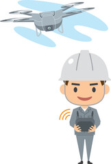 ドローンを操縦する男性のイメージイラスト