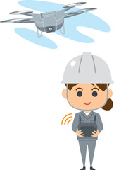 ドローンを操縦する女性のイメージイラスト