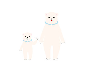 ネッククーラーをしたしろくまの親子