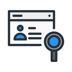 market research website. This is a vector single icon with a filled outline style. Suitable for any purpose, such as website design, mobile app design, logo design, pattern design, etc.	