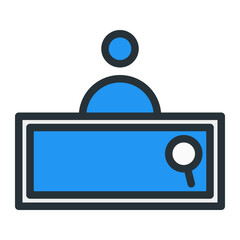 search costumer. This is a vector single icon with a filled outline style. Suitable for any purpose, such as website design, mobile app design, logo design, pattern design, etc.	