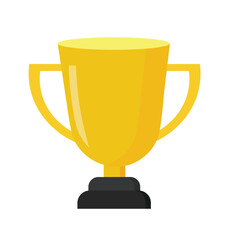 Golden trophy cup in flat design style. Symbol of victory, achievement, reward and celebration. Useful for sports, business, or school projects.