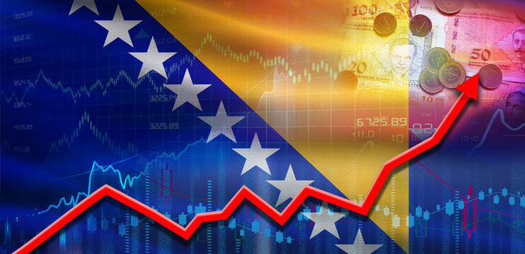 Bosnia financial growth on market graph. Bosnia economic growth on financial graph