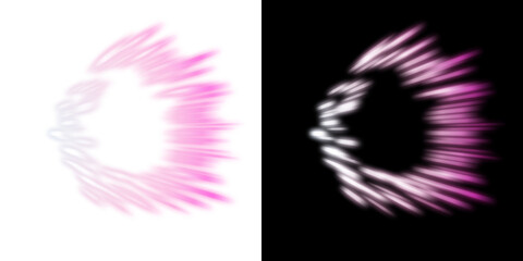 Pink Glowing Circular Light Effect on Transparent and Black Background
