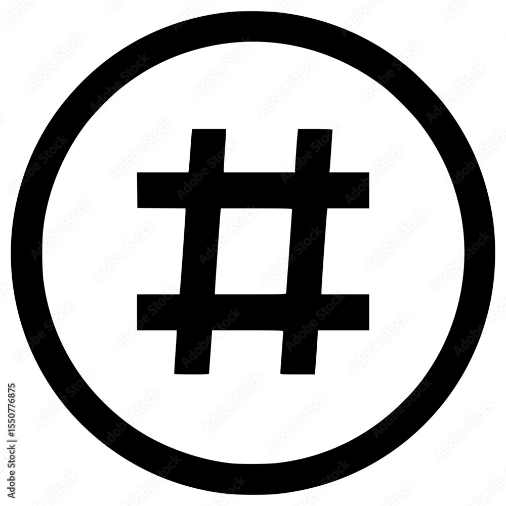 Poster unique vector design featuring a bold hash symbol inside a circle