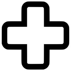 Obraz premium Simple black vector cross symbol used for health and medical purposes