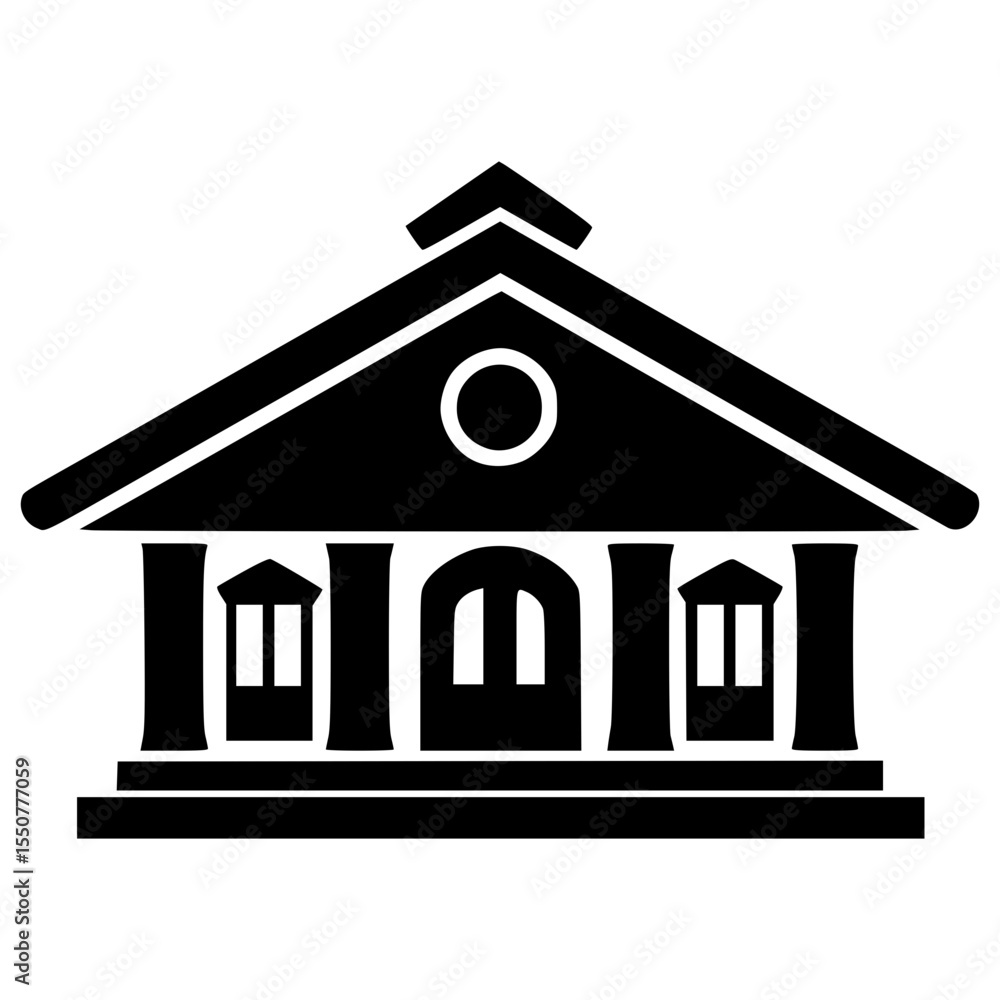 Poster vector illustration of a classical building with columns and arches