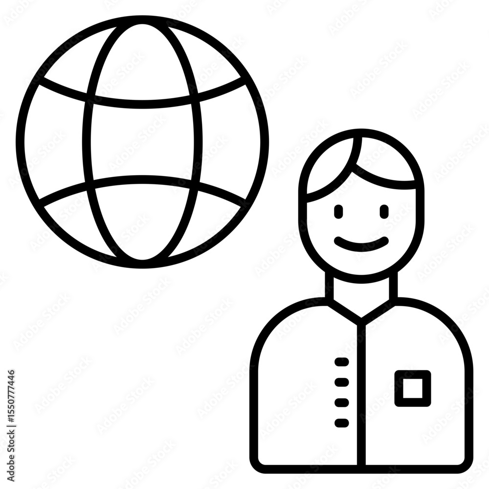 Poster remote worker icon element for design