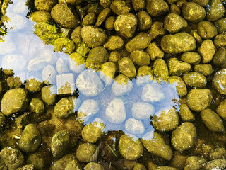 Little lake rocks in public lake park.