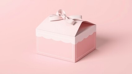 Pink gift box with ribbon bow on a matching pink background, studio shot
