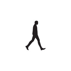 Vector art of silhouette of a man casually walking in profile view, isolated on white background